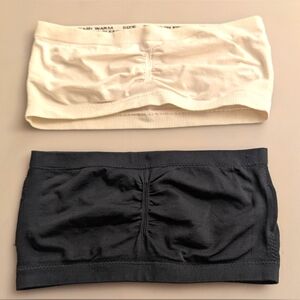 Set of 2 Dark Gray and White Bandeaus Bras. Size Small & S/M.